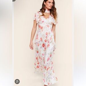 Rixo Evie Waterlily Floral Maxi Dress